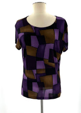 Purple, Brown, Black Short Sleeve Top Size M - TheRealThreads